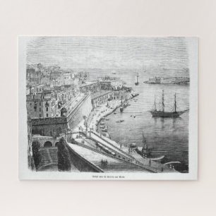 View of Valletta in Malta 1874 Poster Jigsaw Puzzle