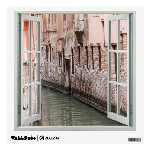 View of Venice Canal Faux Window Wall Decal