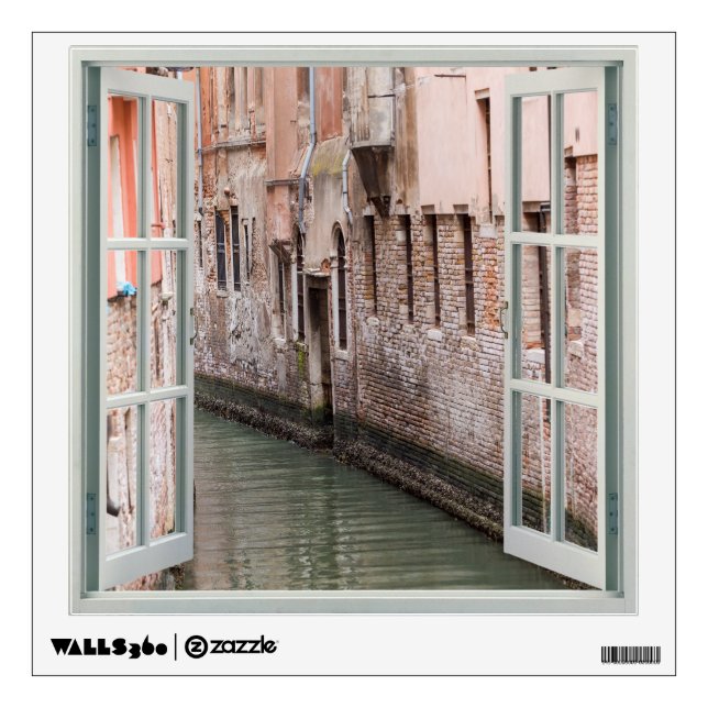 View of Venice Canal Faux Window Wall Decal (Front)