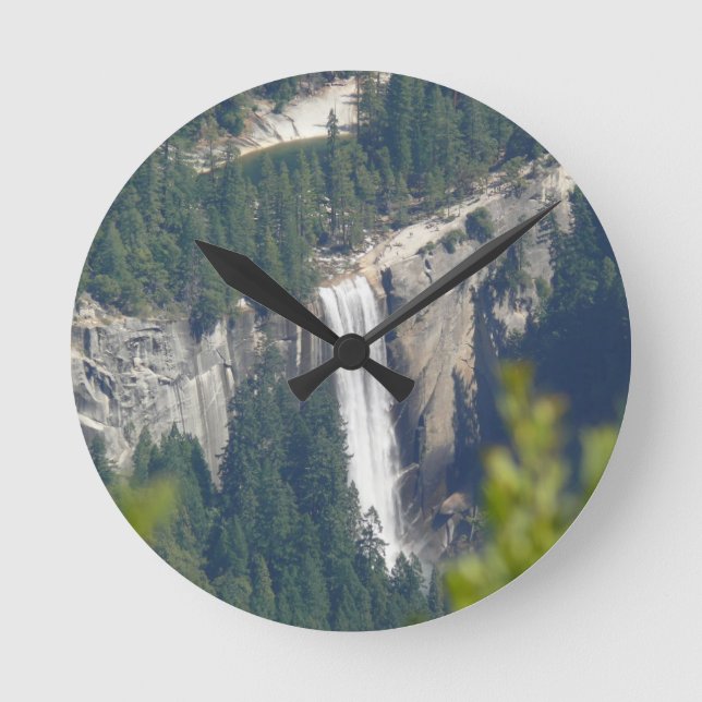 View of Vernal Falls from Glacier Point, CA Round Clock (Front)