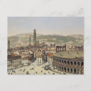 View of Verona, engraved by L. Cherbuin (colour en Postcard