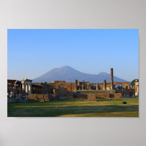 View Of Vesuvius Over The Ruins Of Pompeii Poster