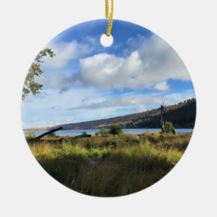 View of Wallowa Lake, Oregon Ceramic Ornament