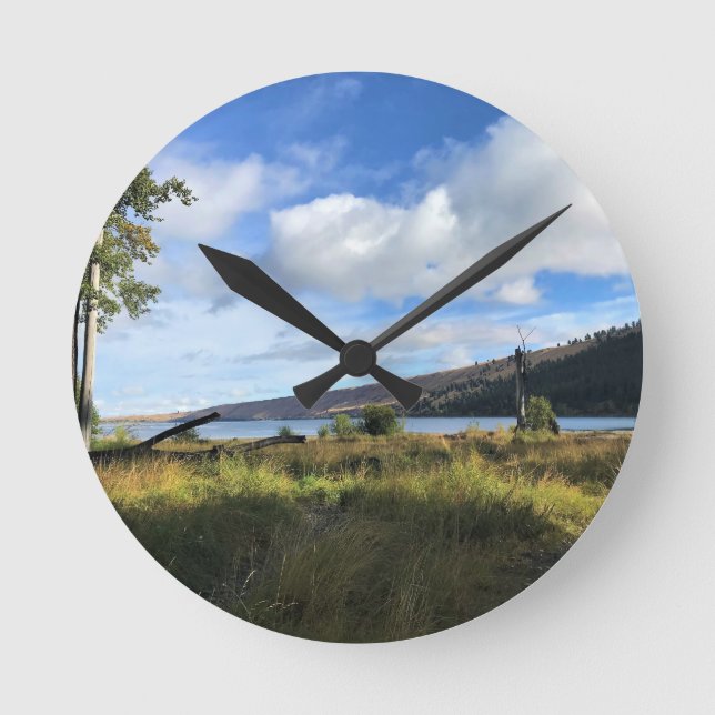 View of Wallowa Lake, Oregon Round Clock (Front)