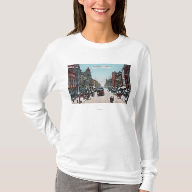 View of Washington Street with Cable Cars T-Shirt (Front)