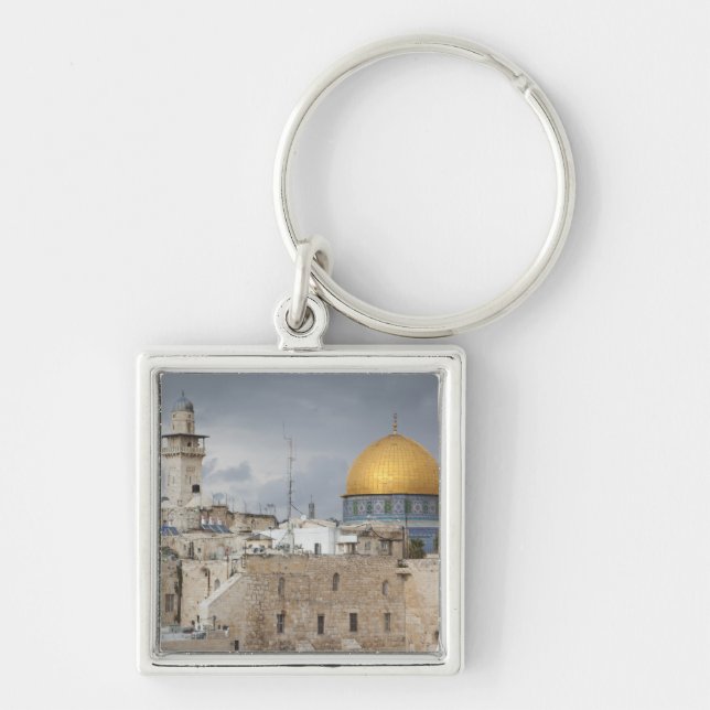 View of Western Wall Plaza, late afternoon Keychain (Front)