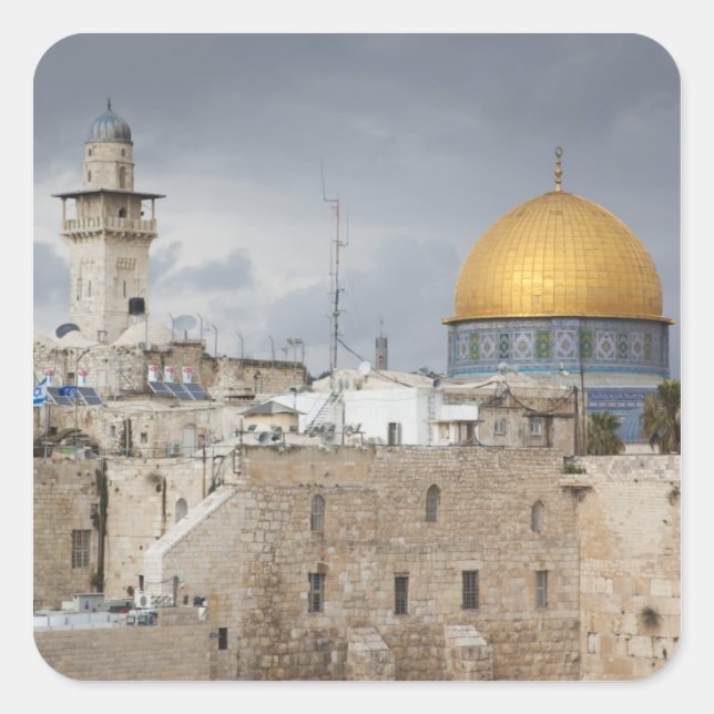View of Western Wall Plaza, late afternoon Square Sticker (Front)