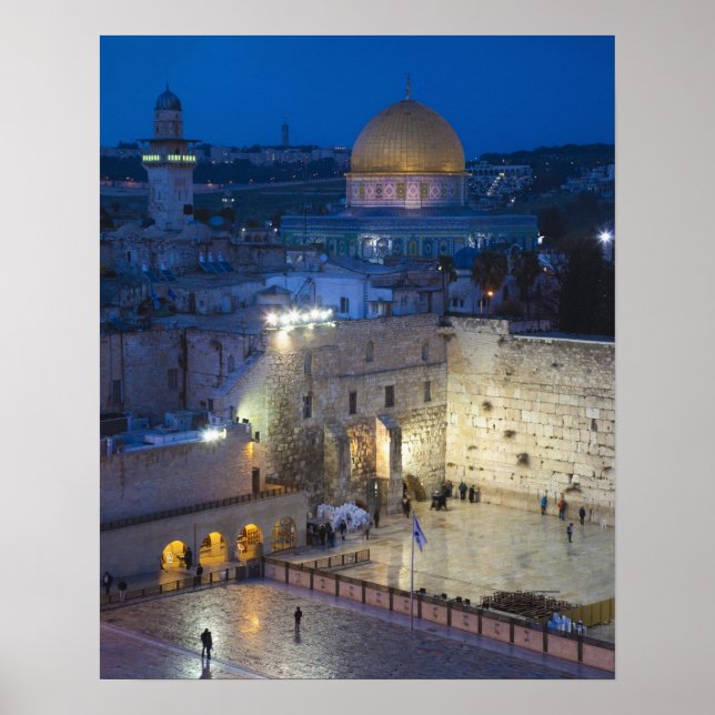 View of Western Wall Plaza, late evening Poster (Front)