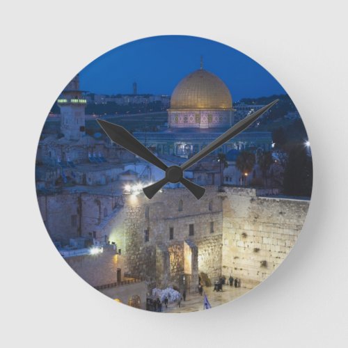 View of Western Wall Plaza late evening Round Clock