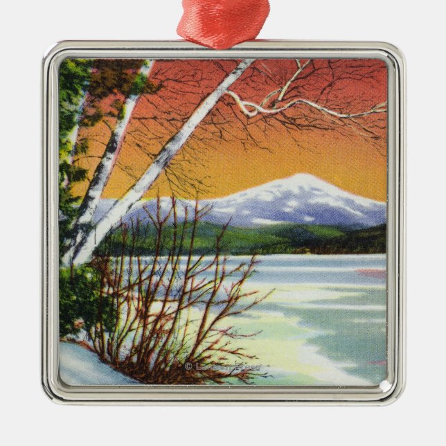View of Whiteface Mountain from the Lake in Metal Ornament (Front)