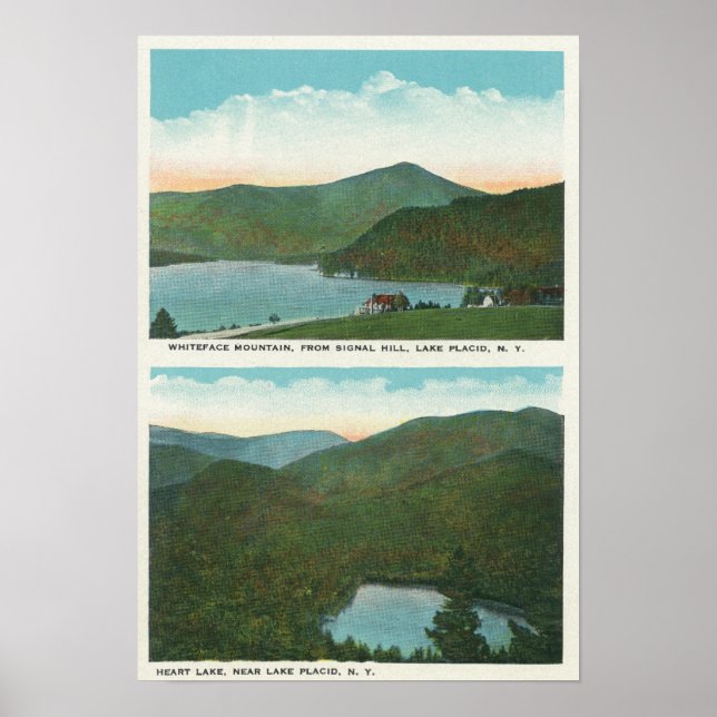 View of Whiteface Mt from Signal Hill, Heart Poster (Front)
