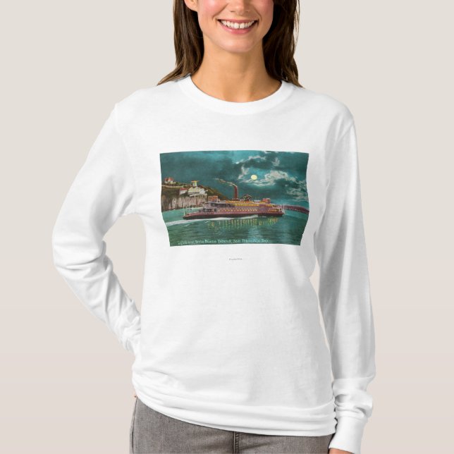 View of Yerba Buena Island Lighthouse at Night T-Shirt (Front)