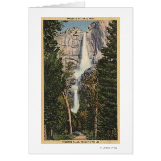 View of Yosemite Falls & Valley Cards (Front)