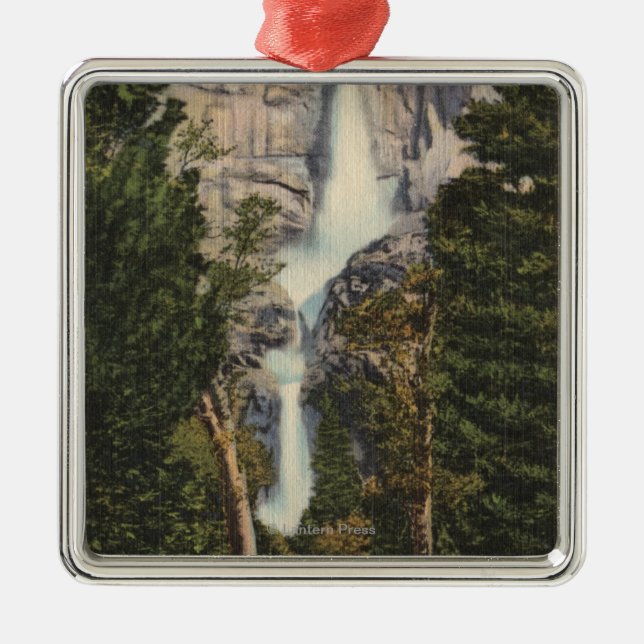 View of Yosemite Falls & Valley Metal Ornament (Front)