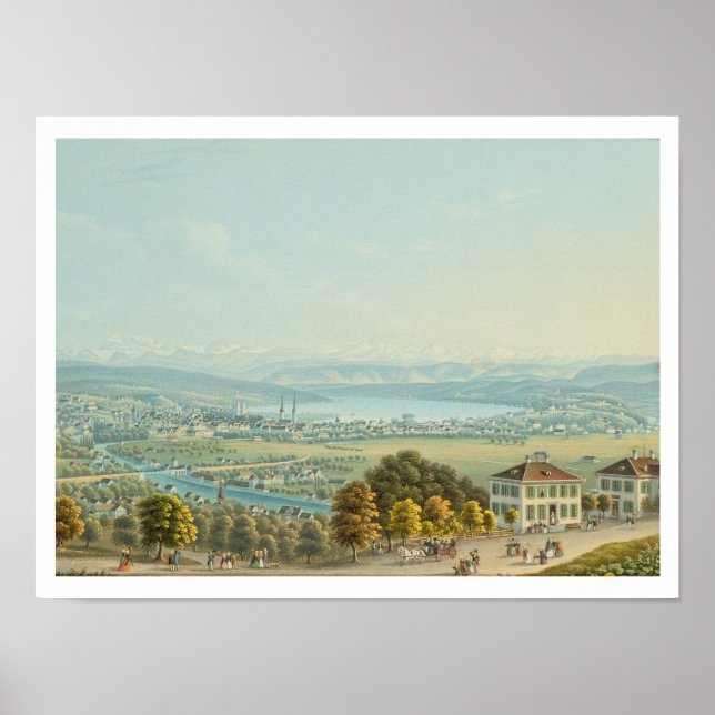 View of Zurich, c.1840 (w/c) Poster (Front)