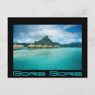View on Bora Bora island black text postcard