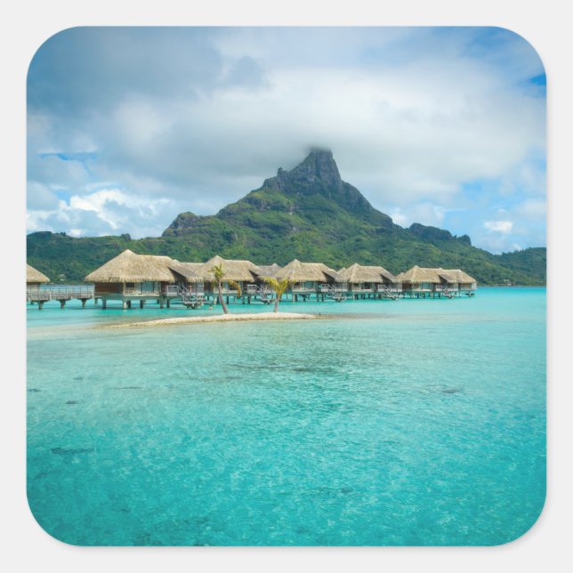 View on Bora Bora island square sticker (Front)