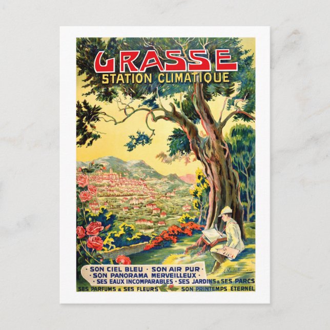 View on Grasse Town, Summer in France Postcard (Front)