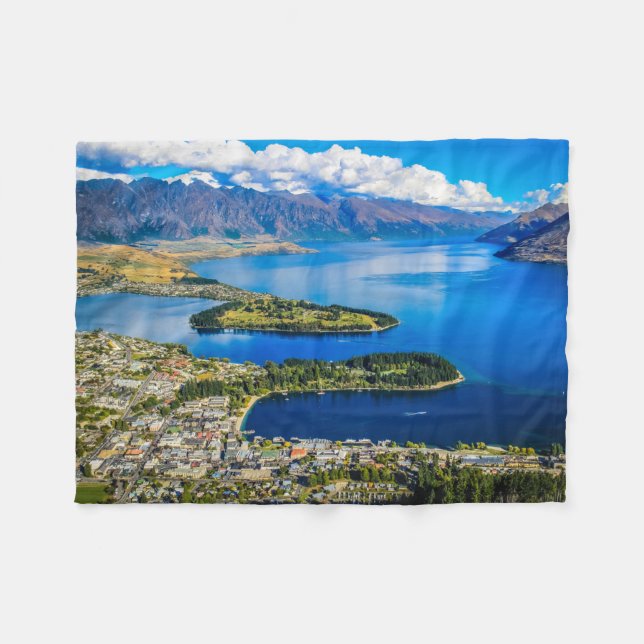 View on Queenstown from Bob's Peak, New Zealand Fleece Blanket (Front (Horizontal))