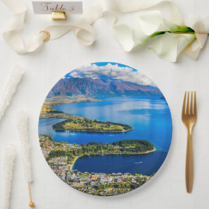 View on Queenstown from Bob's Peak, New Zealand Paper Plates