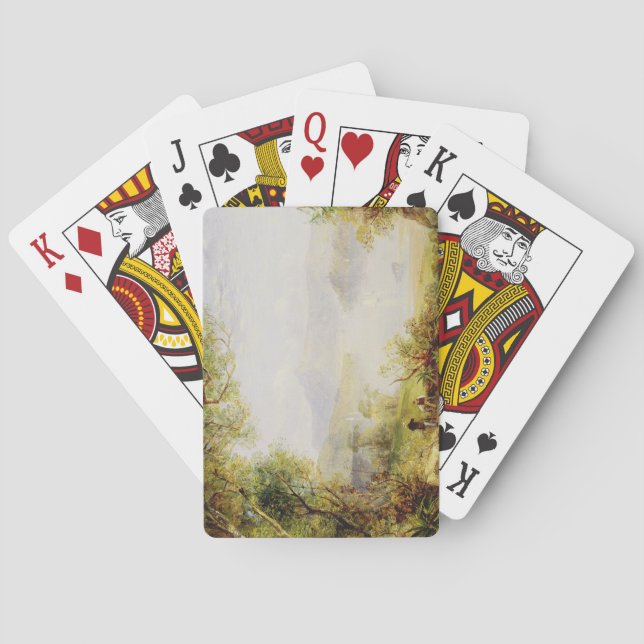View on the Hudson River, c.1840-45 (oil on panel) Poker Cards (Back)