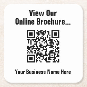 View Online Brochure via QR Code Square Paper Coaster