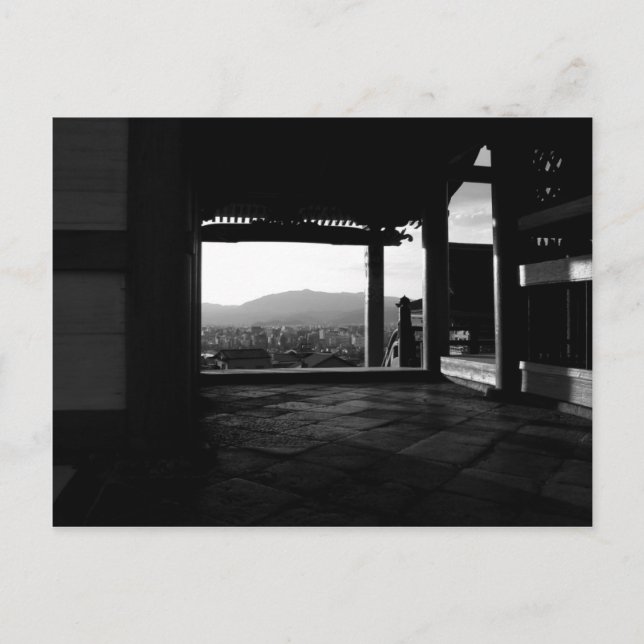 View over Kyoto Black & White Photography Postcard (Front)