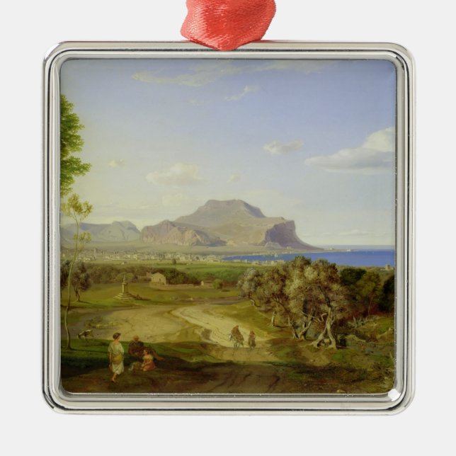 View over Palermo, 1828 Metal Ornament (Front)