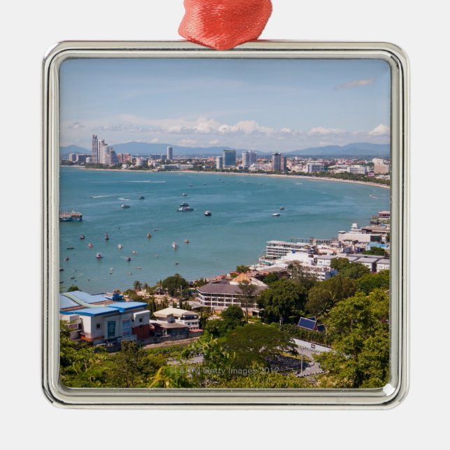 View over Pattaya bay. Metal Ornament (Front)