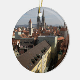 View Over Regensburg, Germany Ceramic Ornament