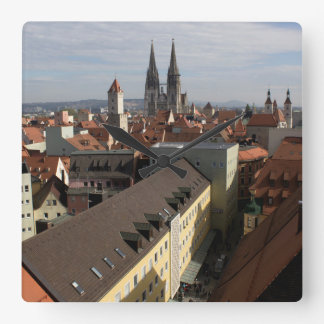 View Over Regensburg, Germany Square Wall Clock