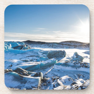 View over the frozen glacial lake beverage coaster
