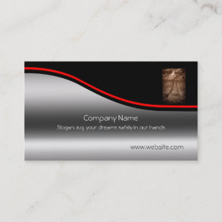View over Wheatfield, red swoosh, metallic-look Business Card