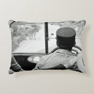View Through French Bus Window 1939 France Accent Pillow