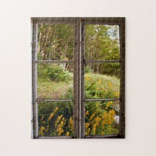 View through old window jigsaw puzzle