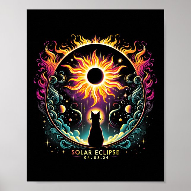 View Totality April 8 2024 Solar Eclipse Cat Lover Poster (Front)