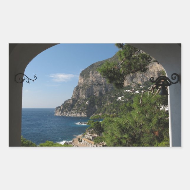 View toward the cliffs on Capri island Rectangular Sticker (Front)