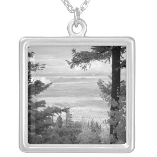 View west from crest of Sandia, Mountains, Silver Plated Necklace