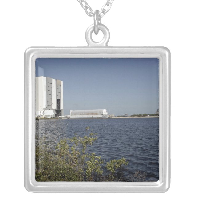Viewed across the basin, Space Shuttle Atlantis Silver Plated Necklace (Front)