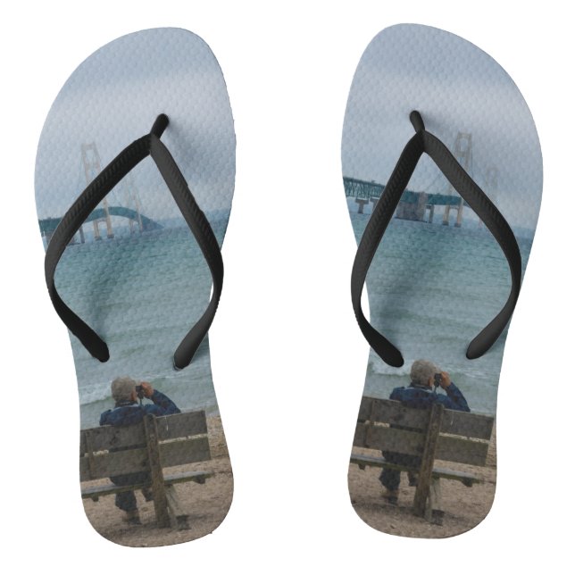 Viewing Mackinac Bridge Flip Flops (Footbed)