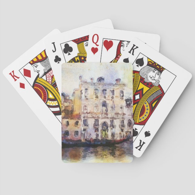 Views od Venice made in artistic watercolor Poker Cards (Back)
