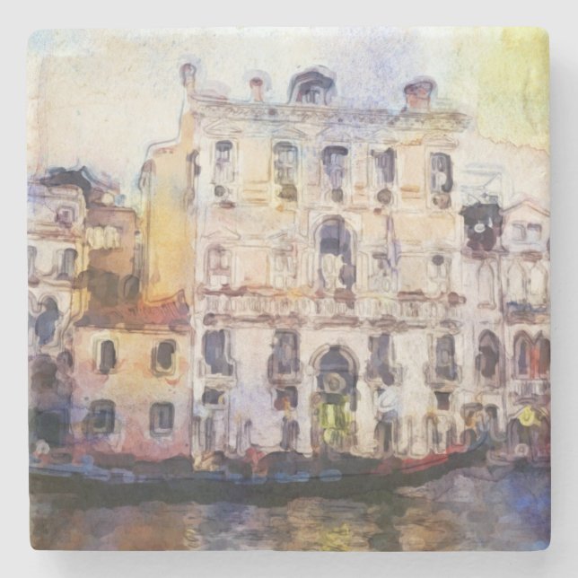 Views od Venice made in artistic watercolor Stone Coaster (Front)