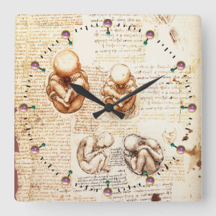 Views of a Fetus in the Womb,Ob-Gyn Medical Square Wall Clock