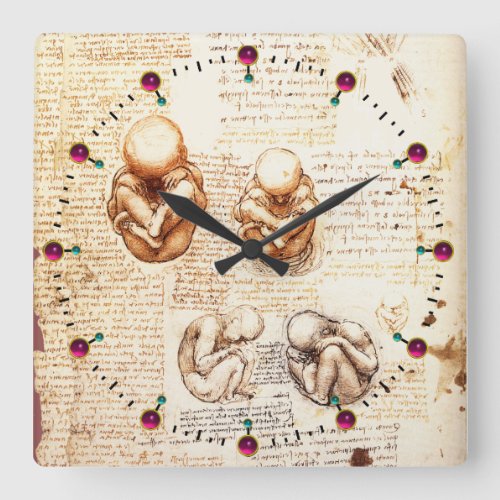 Views of a Fetus in the WombOb_Gyn Medical Square Wall Clock