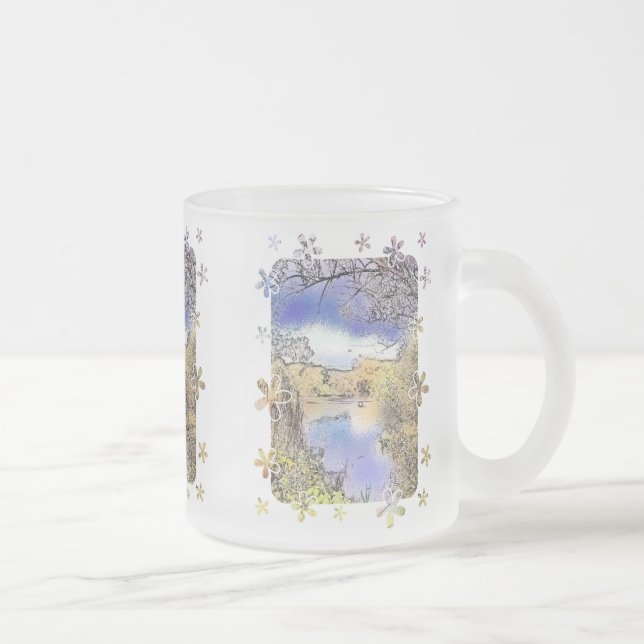 VIEWS OF ENGLAND FROSTED GLASS COFFEE MUG (Right)