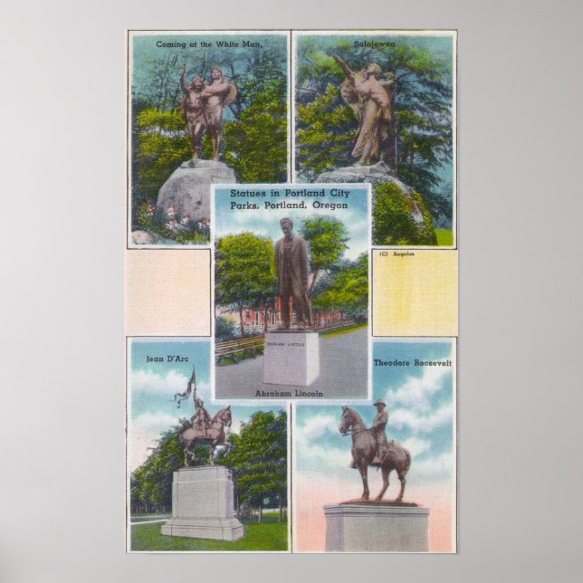 Views of Statues in Portland City Parks Poster (Front)
