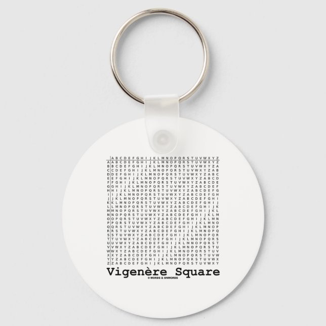 Vigenère Square (Cryptography Tabula Rasa) Keychain (Front)