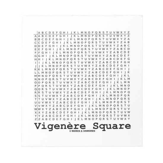 Vigenère Square (Cryptography Tabula Rasa) Notepad