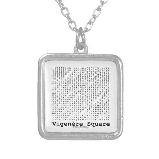 Vigenère Square (Cryptography Tabula Rasa) Silver Plated Necklace