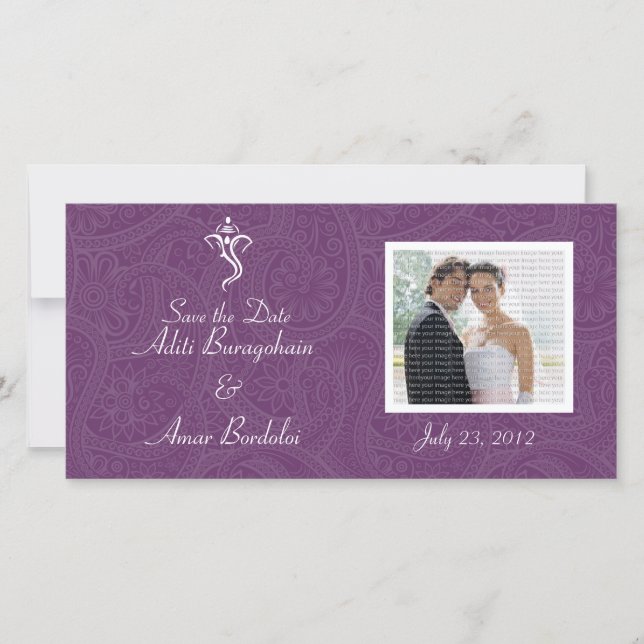 Vighneshvara Wedding Save the Date Photo Cards (Front)